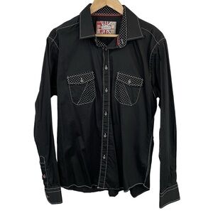 7 Downie Street Button Down Shirt Mens 6 Large Black